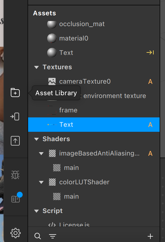 Text property in asset panel