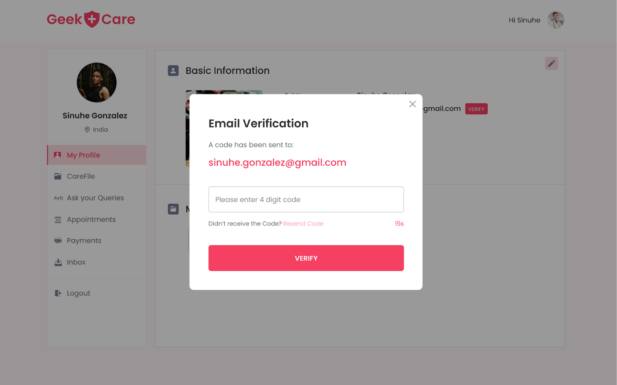 Email Verification Screen