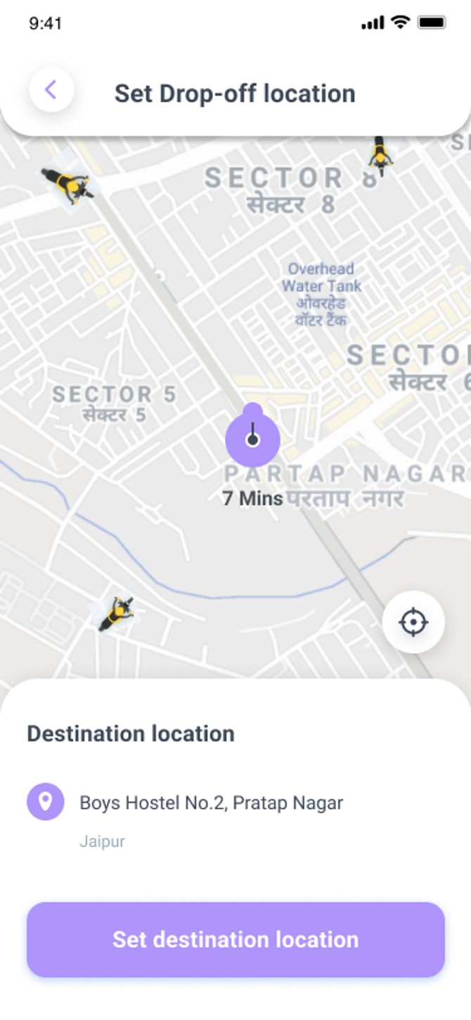 Setting destination in Ride Now UI 