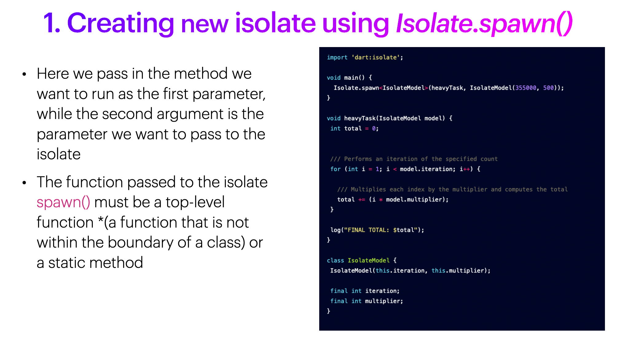 Creating New Isolate Using Isolate.spawn()