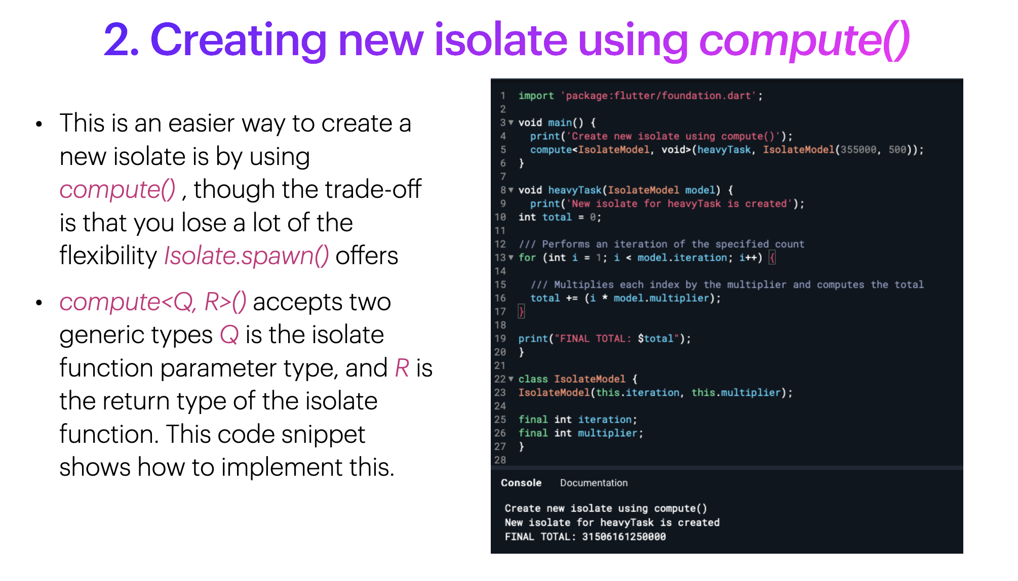 Creating New Isolate Using Compute Function