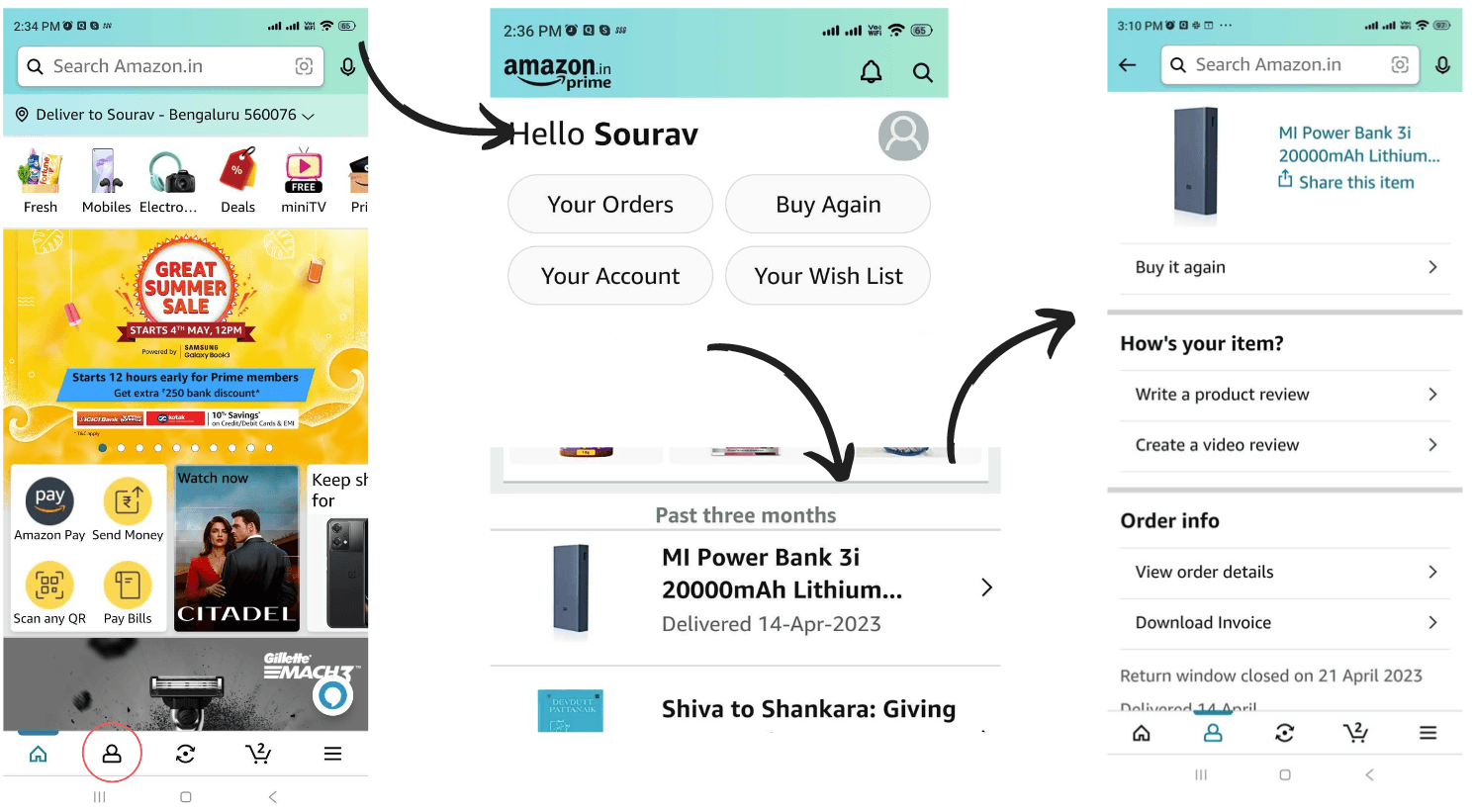 Profile Dashboard of Amazon