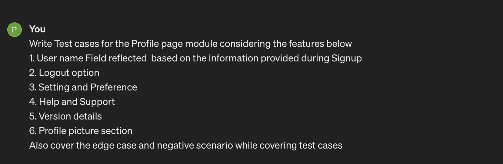 Process of Utilizing chatGPT AI to effortlessly generate test cases, eliminating the need for manual input and save time