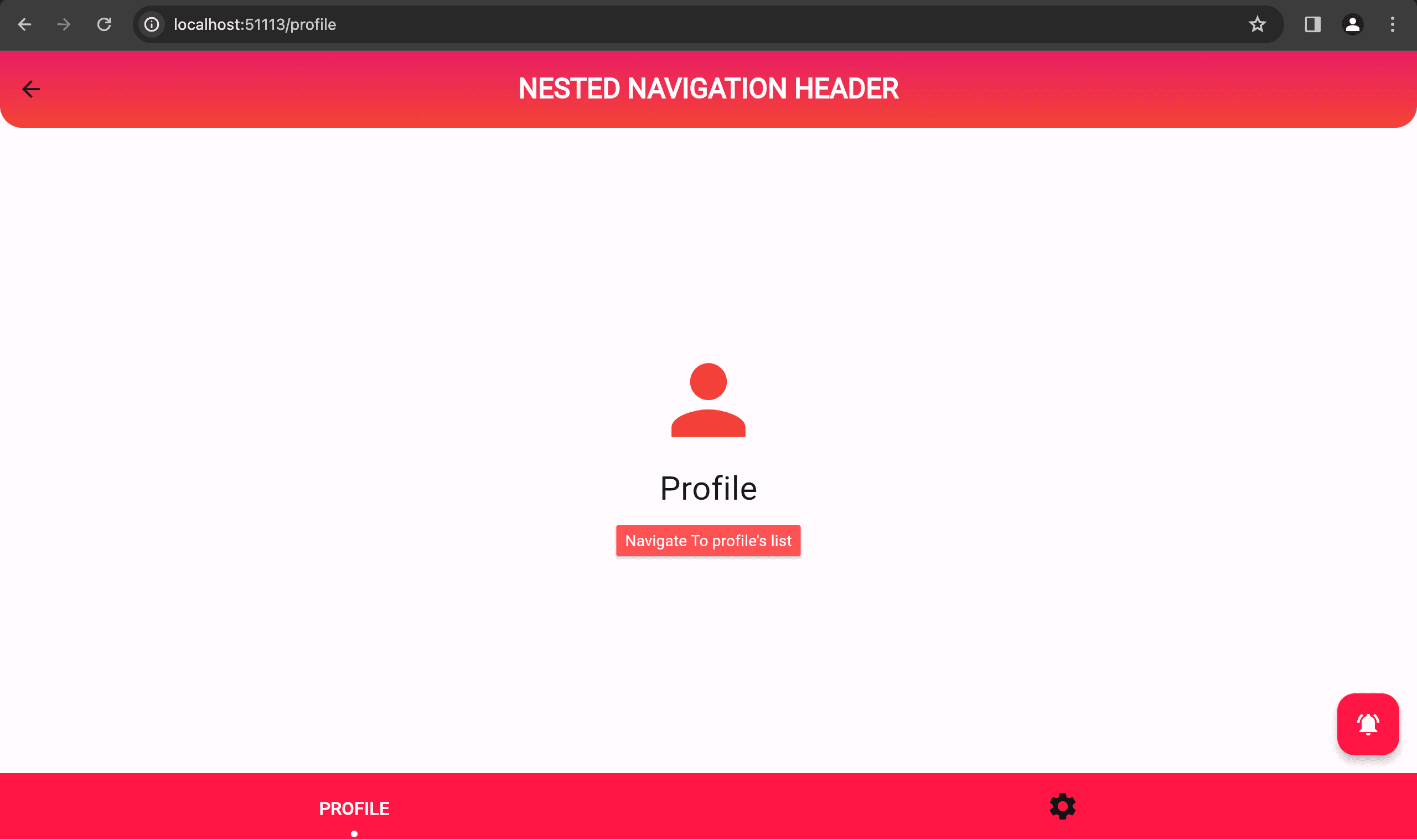 Profile screen