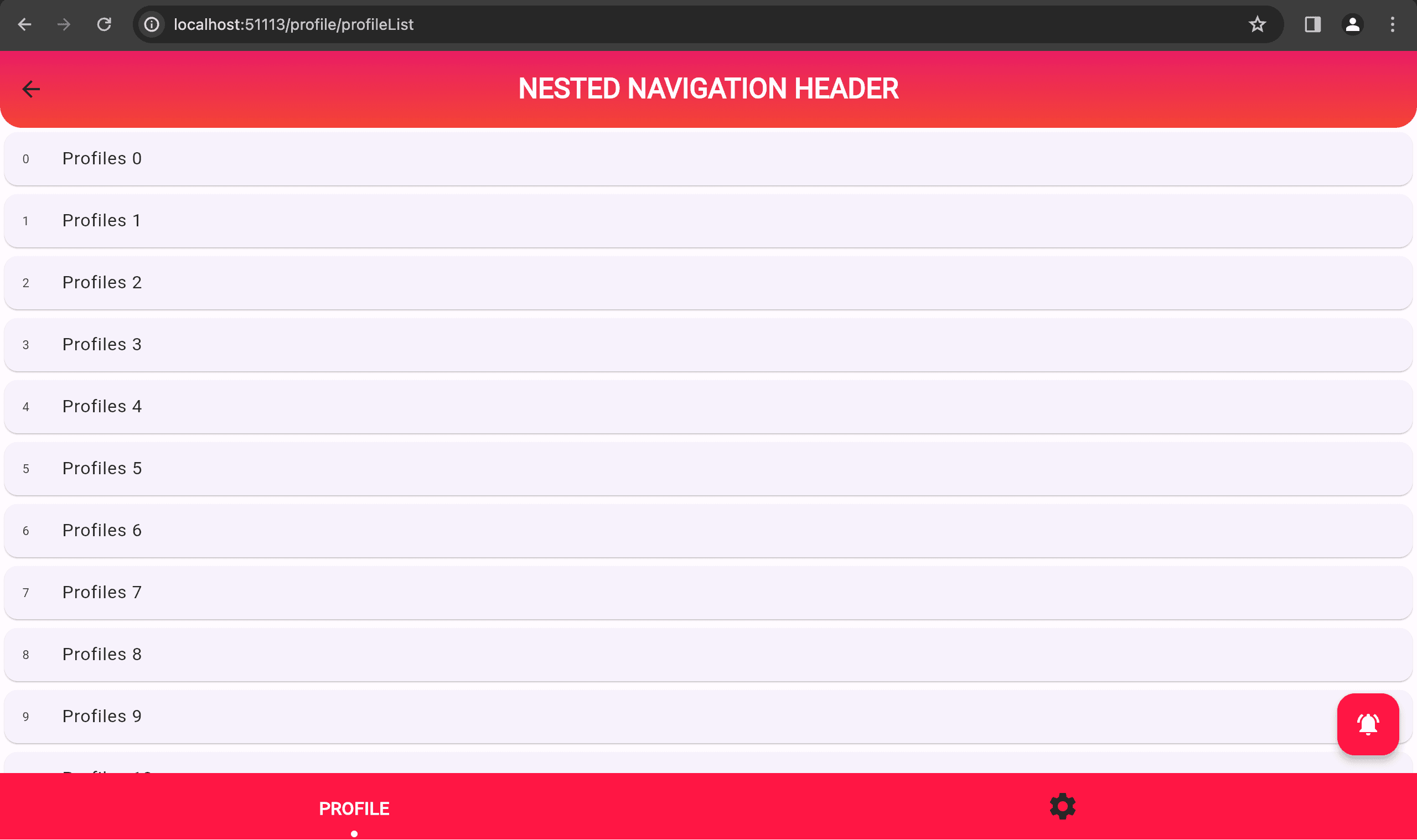 Navigating to nested profile screen