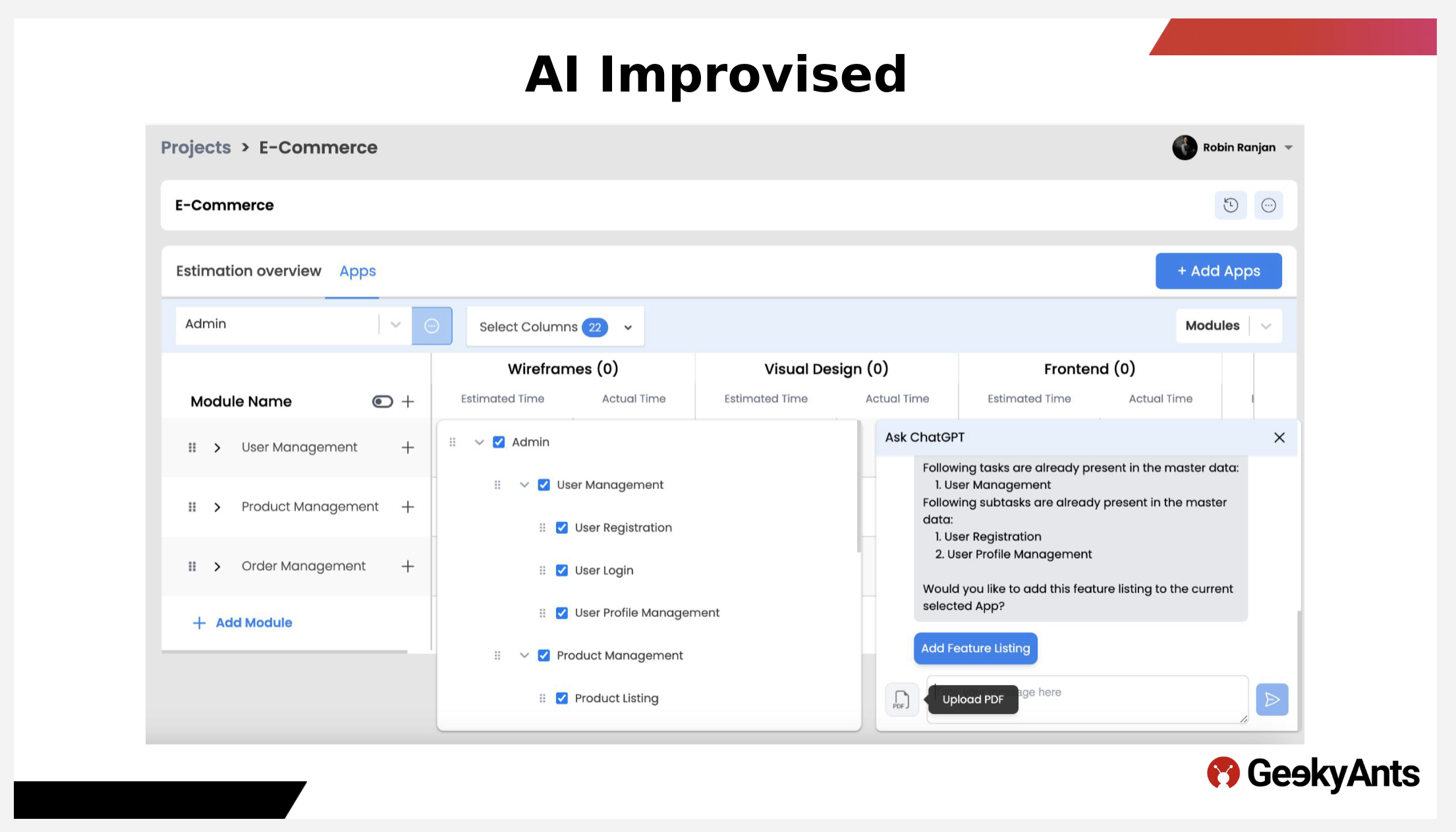 AI Features and Future Enhancements In project estimation builder