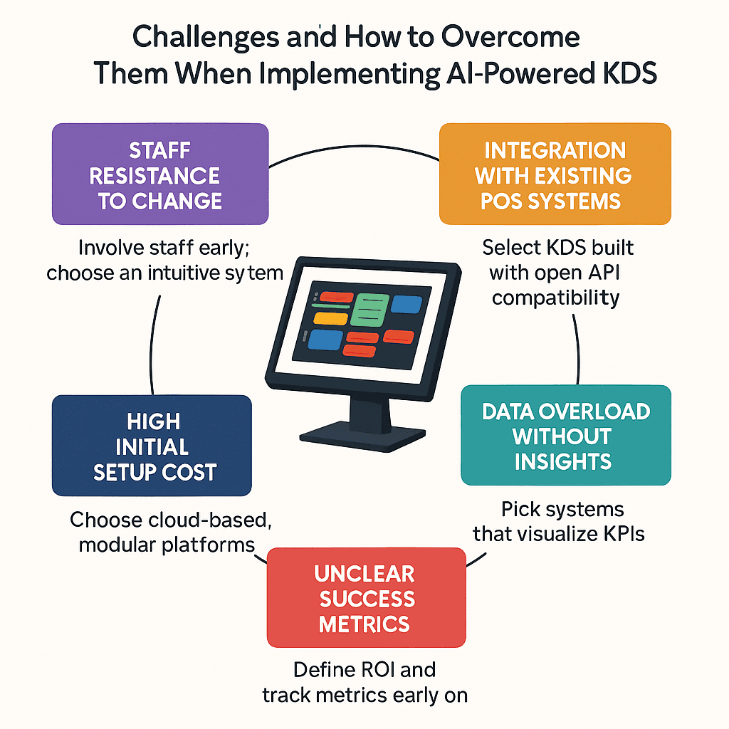 Challenges and how to overcome them when implementing AI-powered KDS