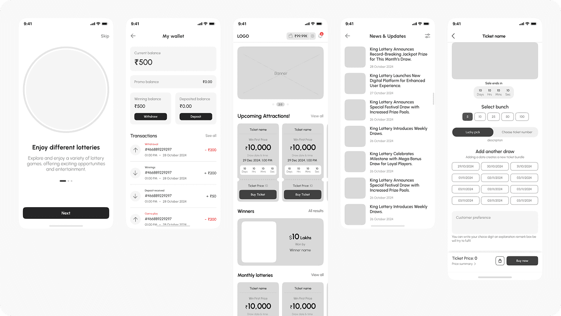 Dashboard creation process of lottery app