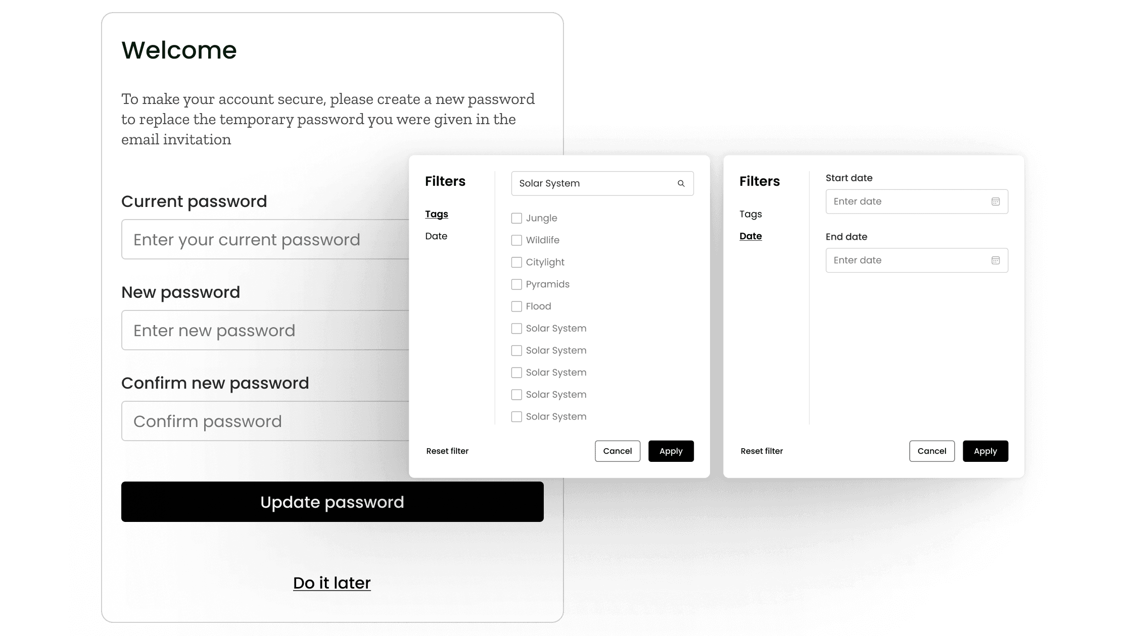 User interface supporting role-based access control and video replacement tools