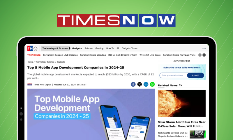 TimesNow Names GeekyAnts Top Mobile App Developer for 2024-25