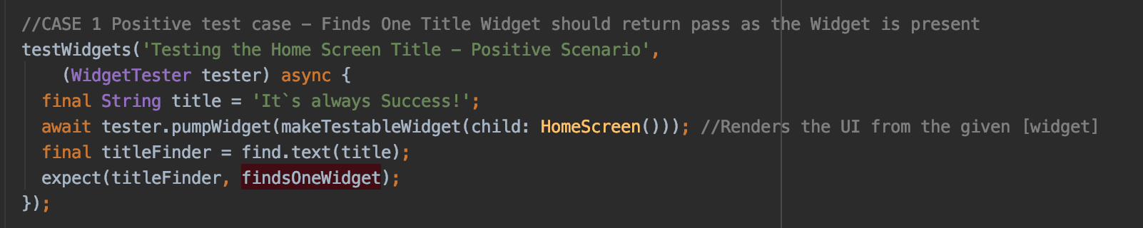 Test Case -1: Finds One Title Widget - Positive Scenario