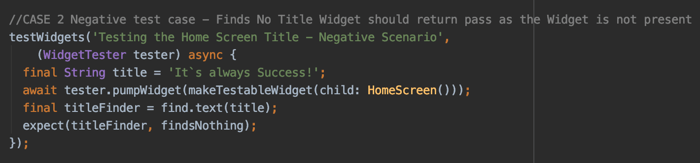 Test Case -2: Finds One Title Widget - Negative Scenario