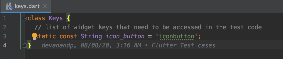 Keys.dart used to define all the keys implied inside the application