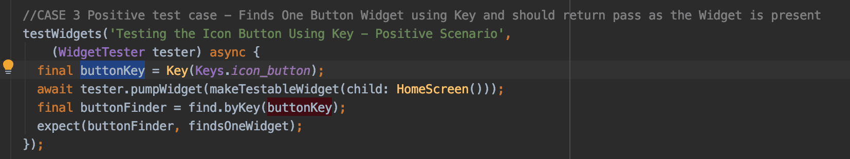 Test Case -3: Testing the Icon Button Using Key - Positive Scenario