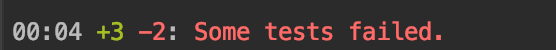 Terminal result showing 3 passed and 2 failed cases