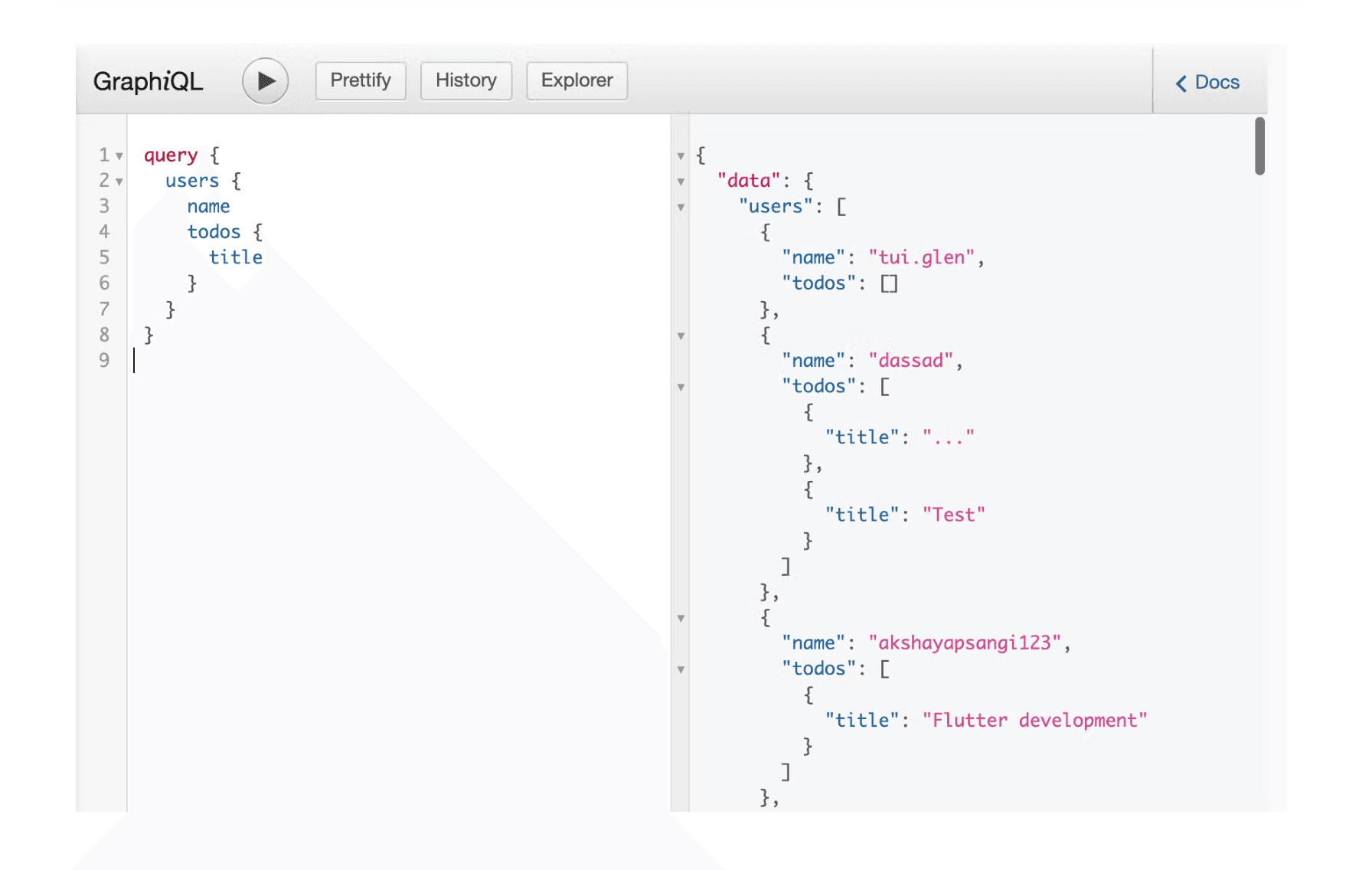 GraphiQL queries example 2