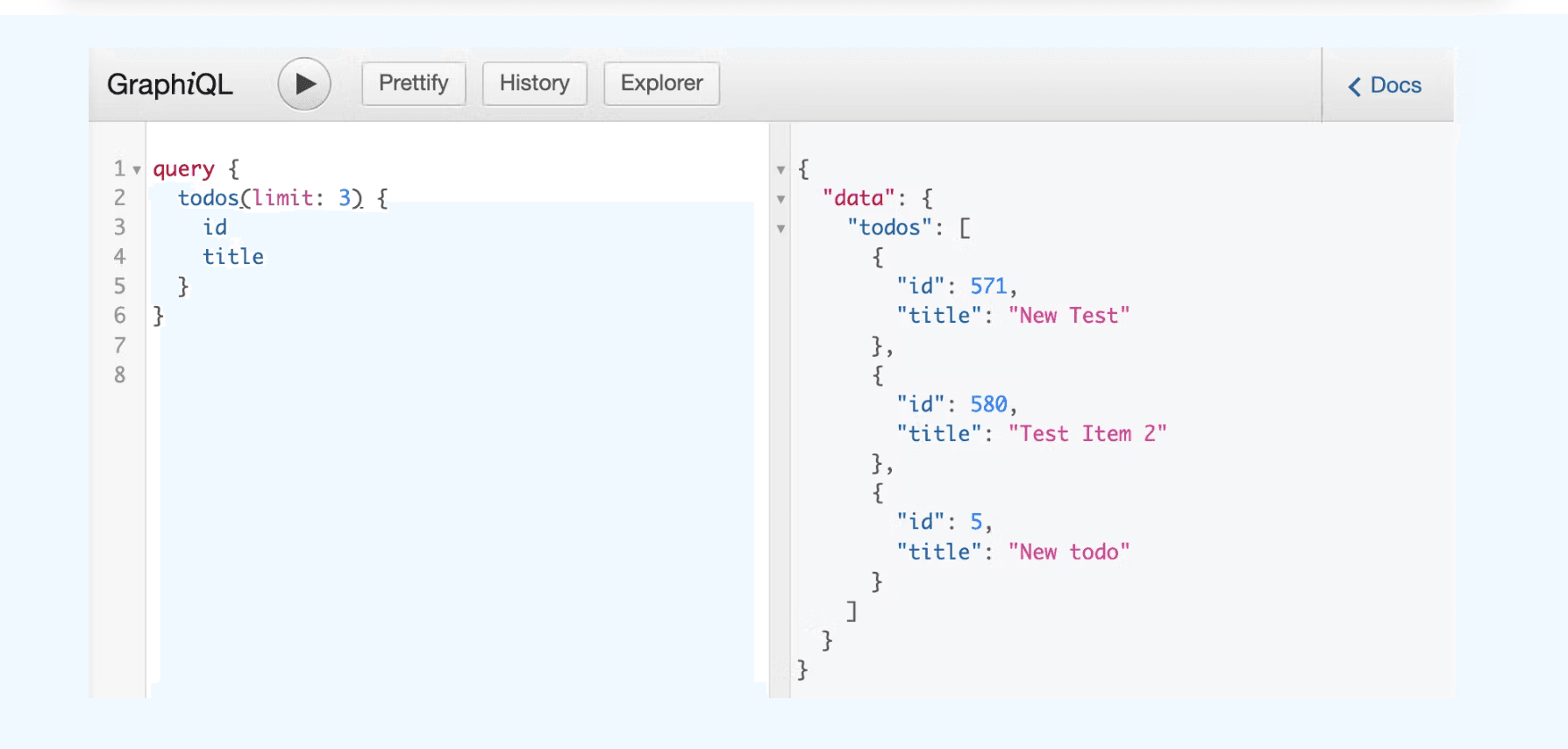GraphiQL queries example 3
