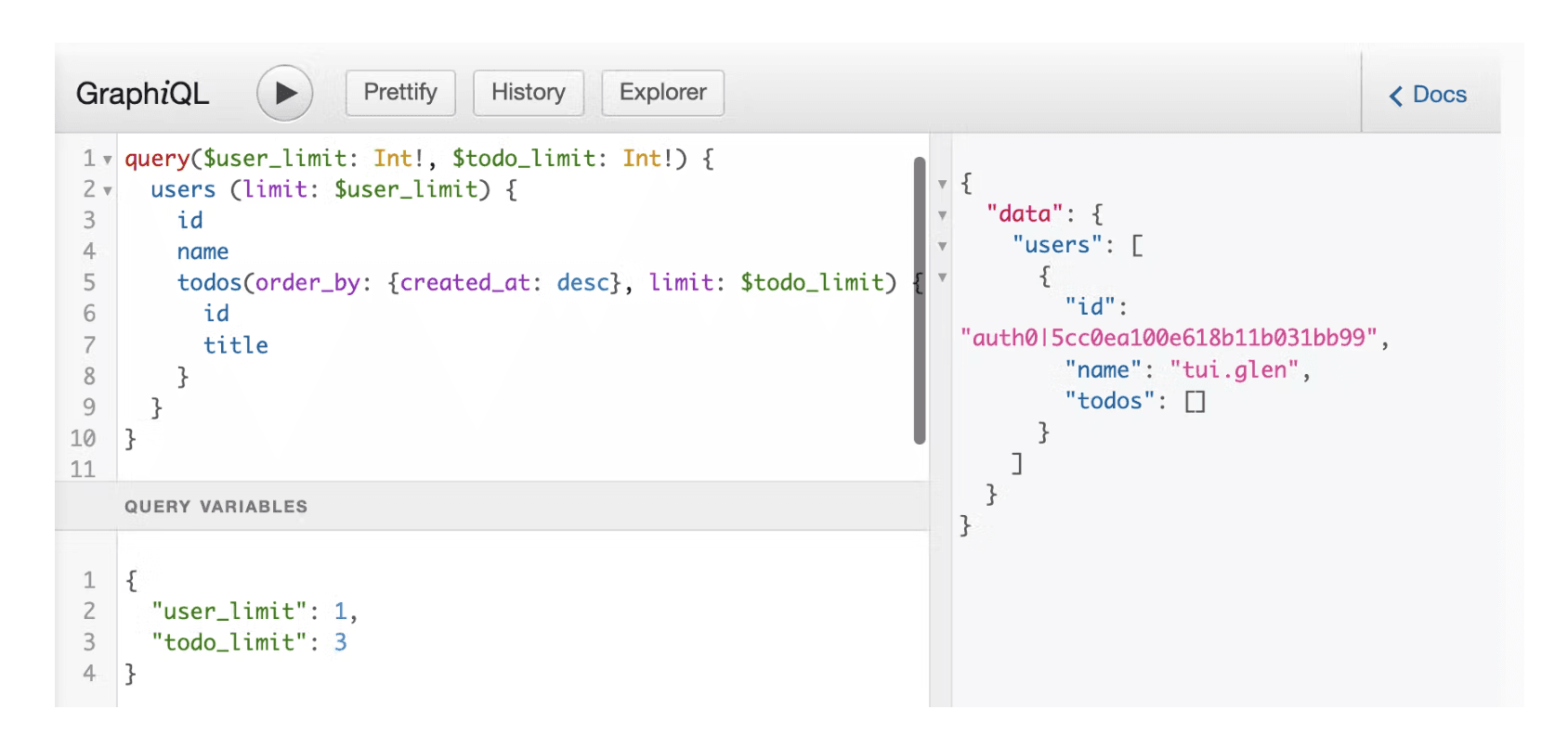 GraphiQL queries example 5