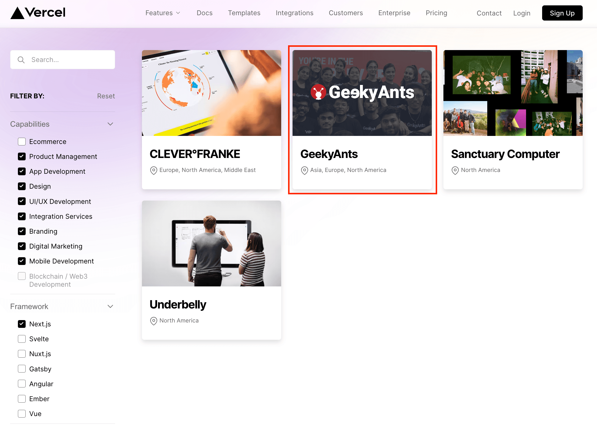 GeekyAnts can be found on Vercel's expert partners list