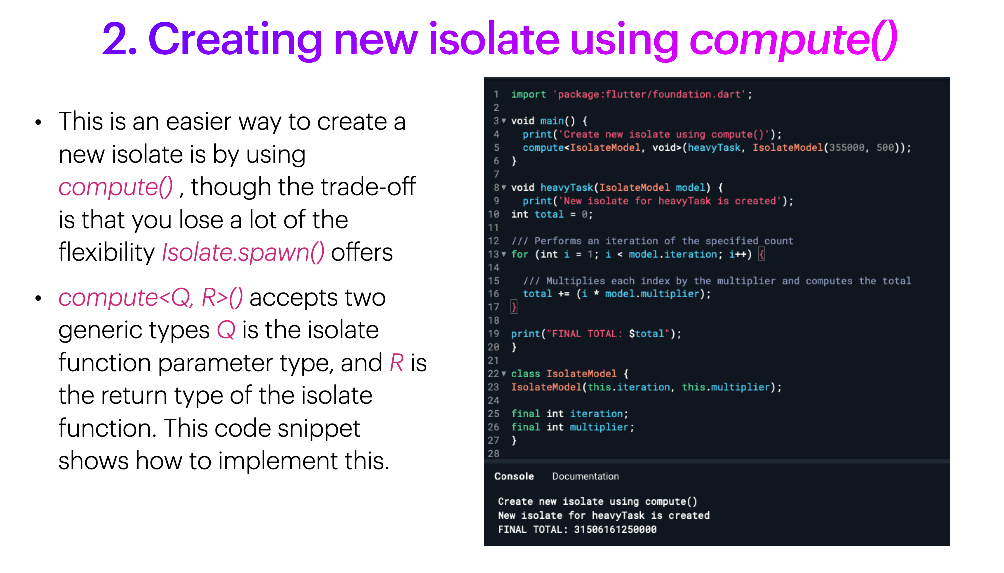 Creating New Isolate Using Compute Function