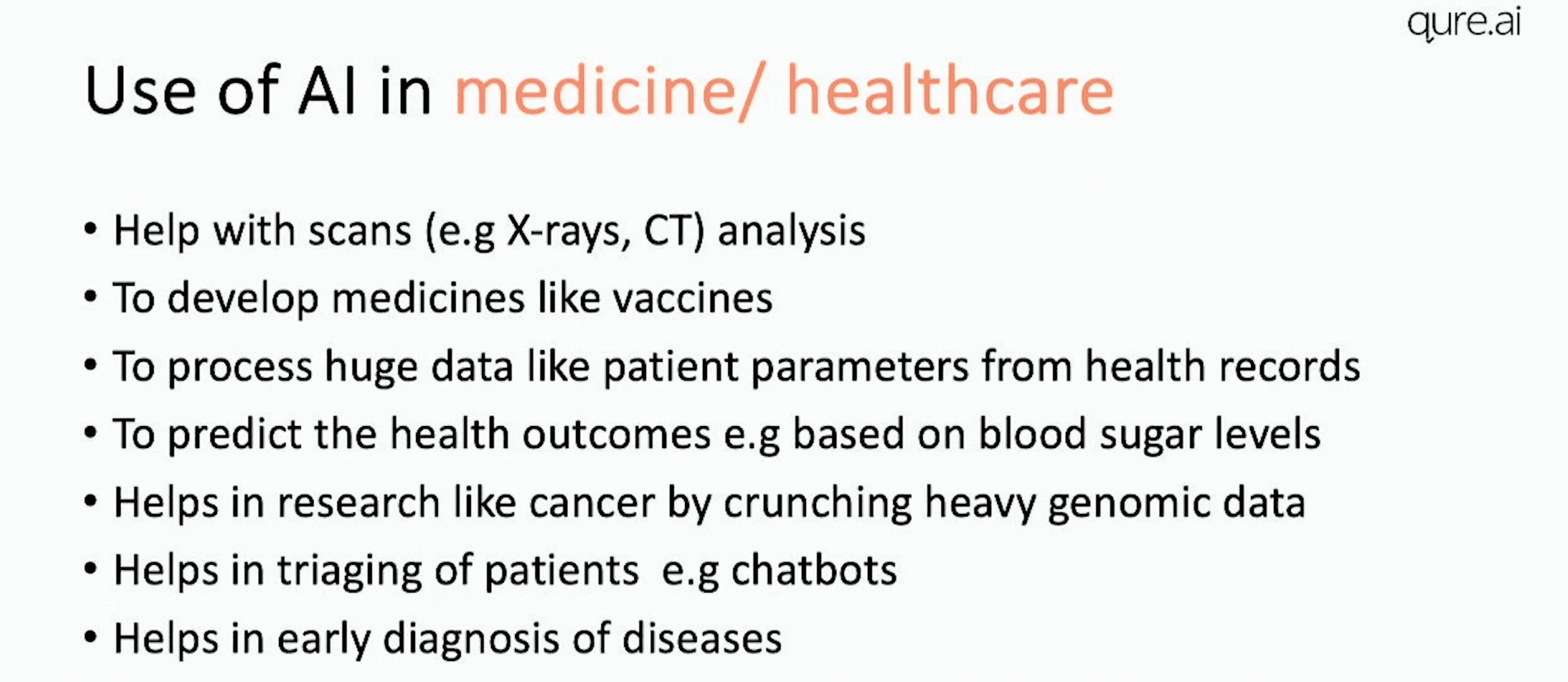 Use of AI in medicine/ healthcare
