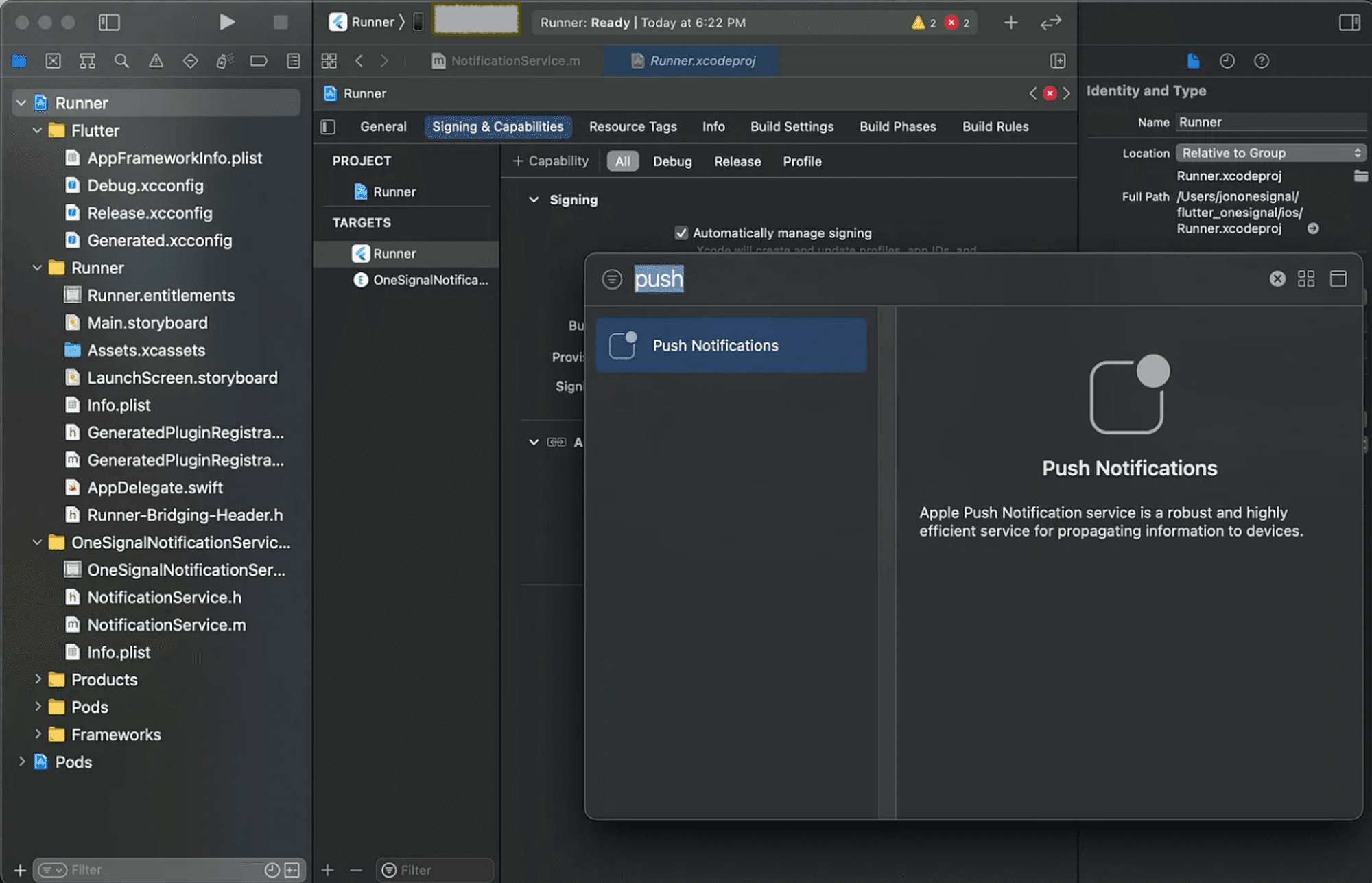 Enable iOS Push Capability