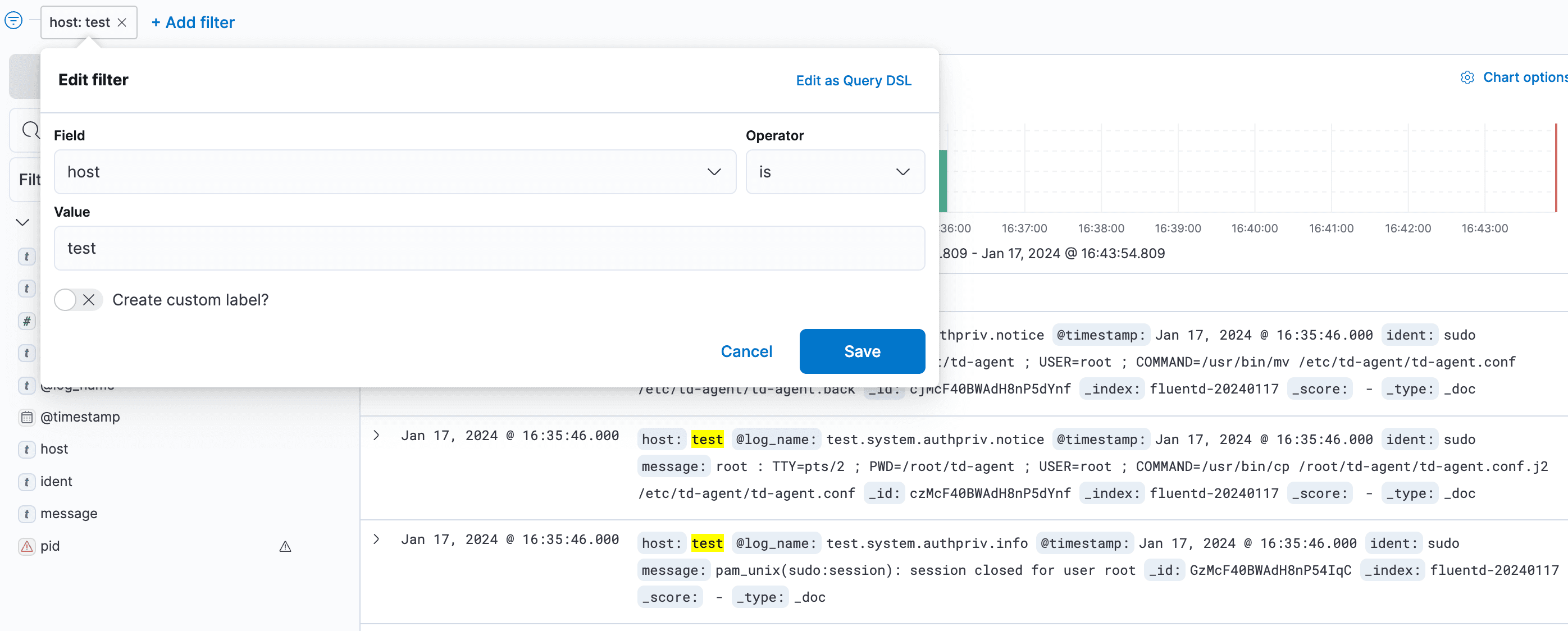 Check using filter on kibana dashboard