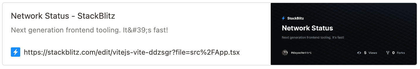 Network Status- Stack Blitz