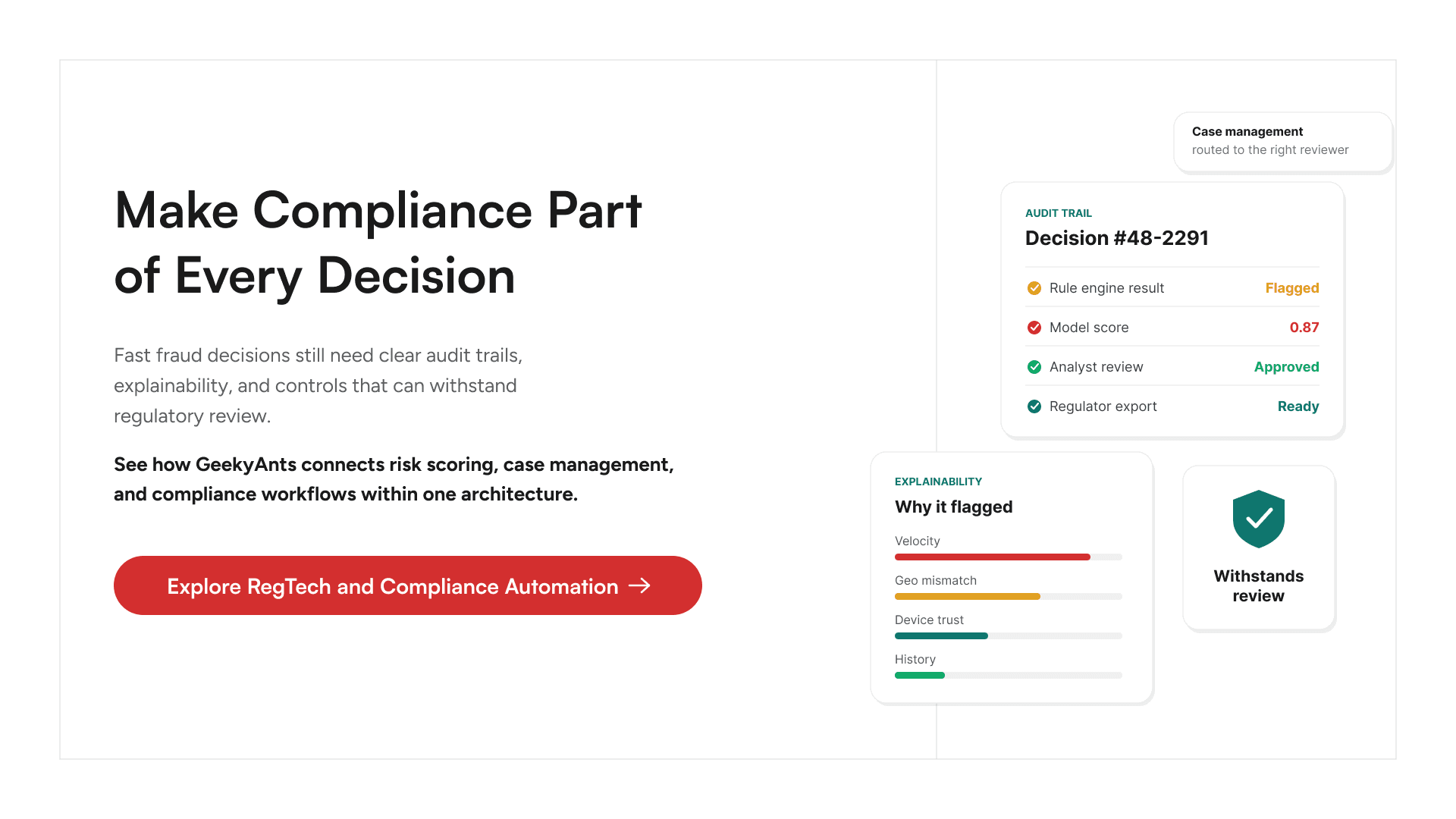 RegTech compliance automation and audit-ready fraud monitoring services