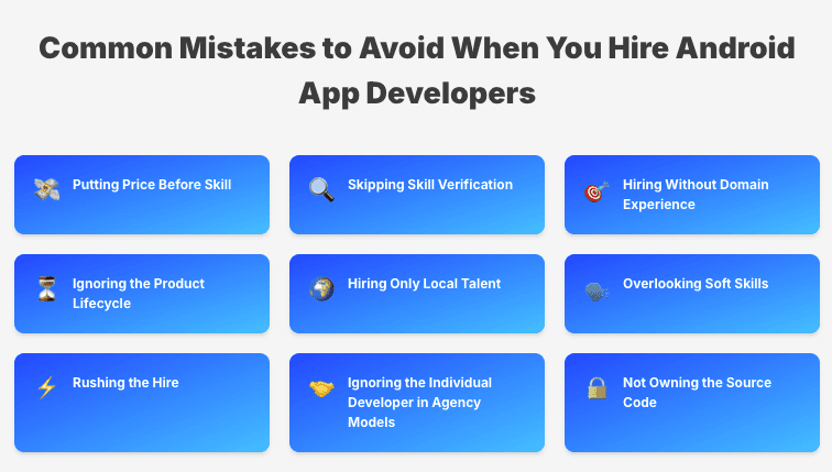Common Mistakes to avoid when you hire android app developer