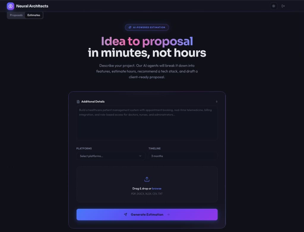 AI tool converting project ideas into detailed proposals