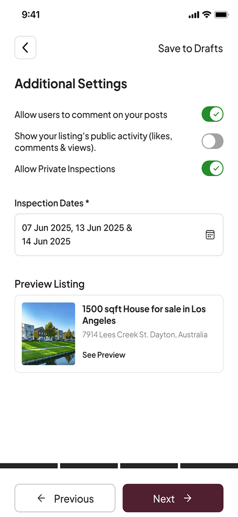 Real estate app interface on a Kubernetes-native platform using K3s for listing settings and preview