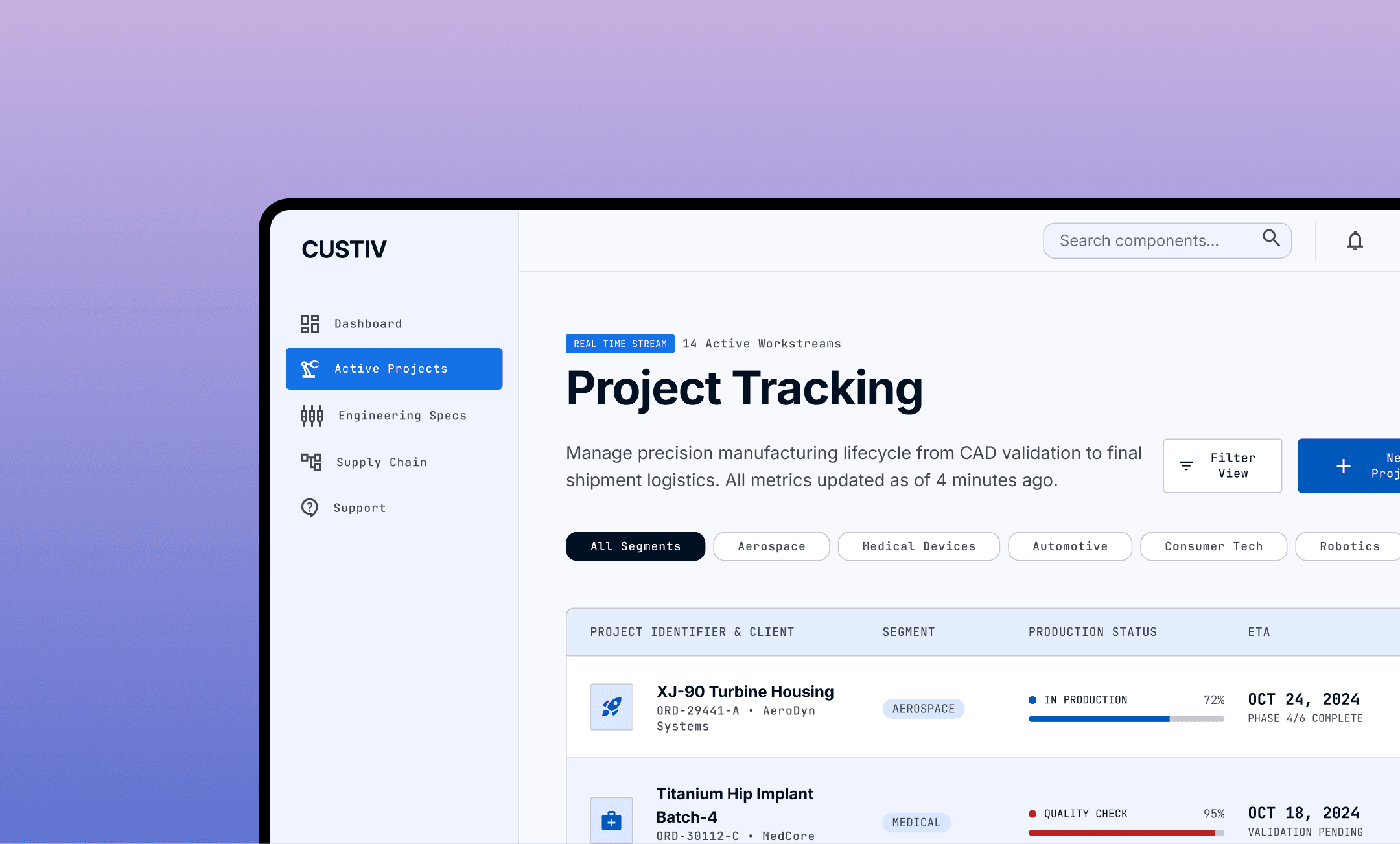 Web app for a Custiv