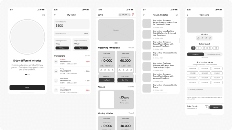 Dashboard creation process of lottery app