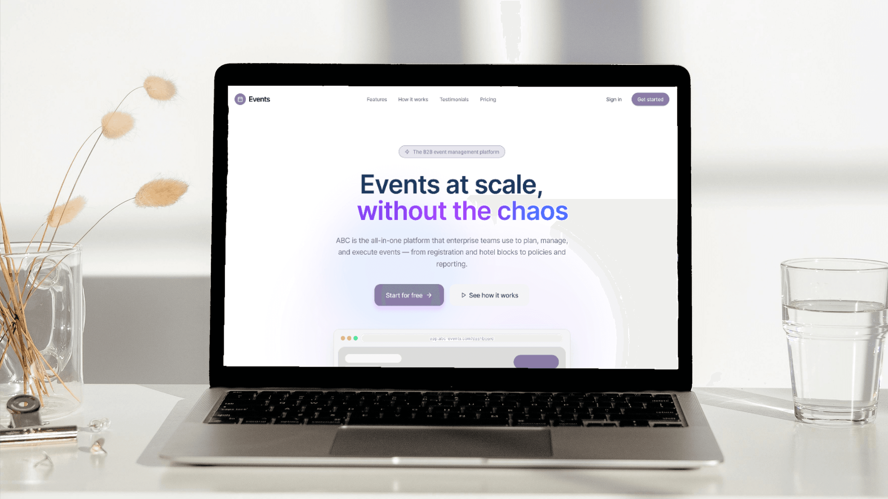 Enterprise event management platform with API-first backend for scalable event operations and automation