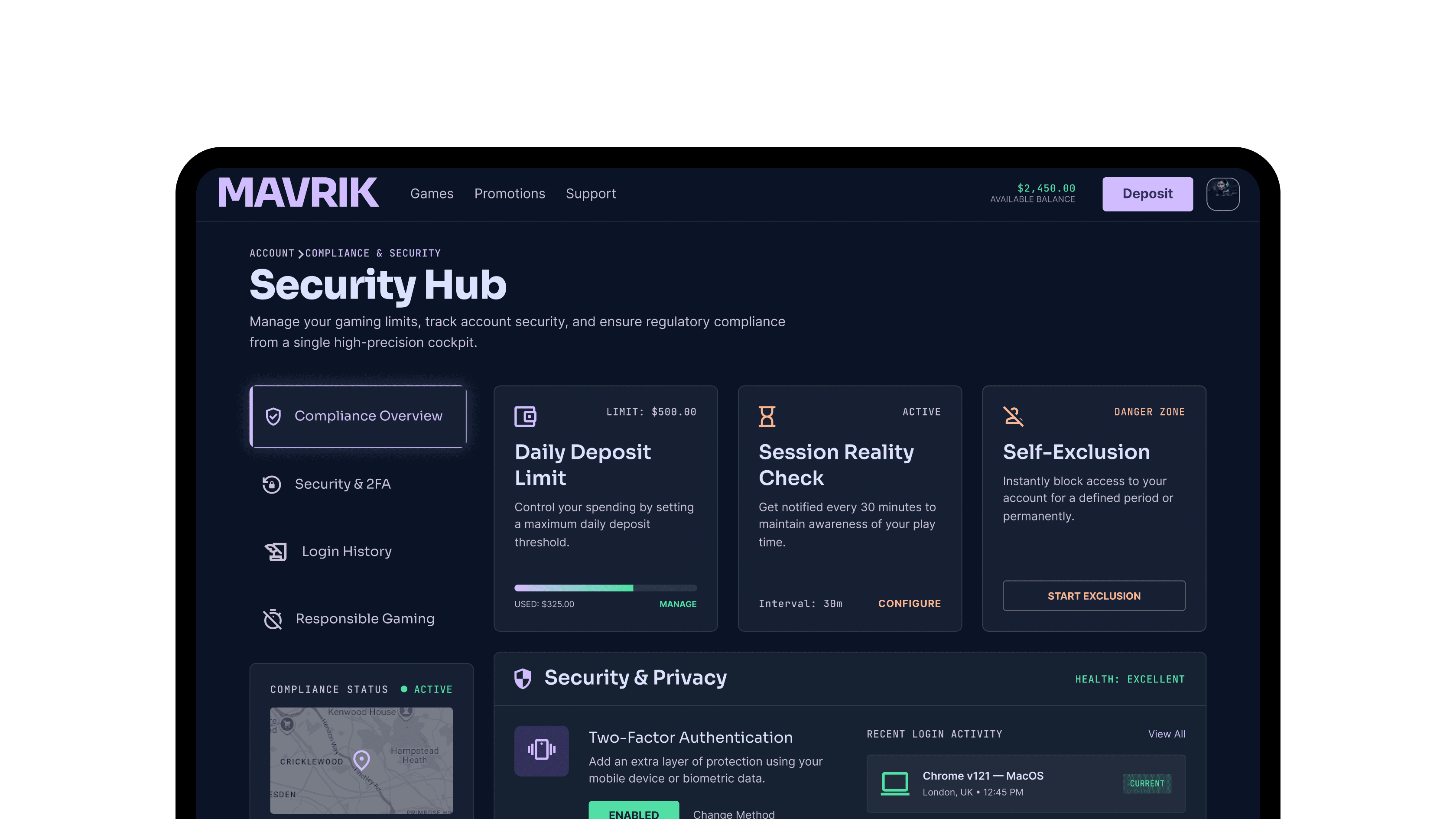 Real-time engagement and compliance slide iGaming security and jurisdiction controls