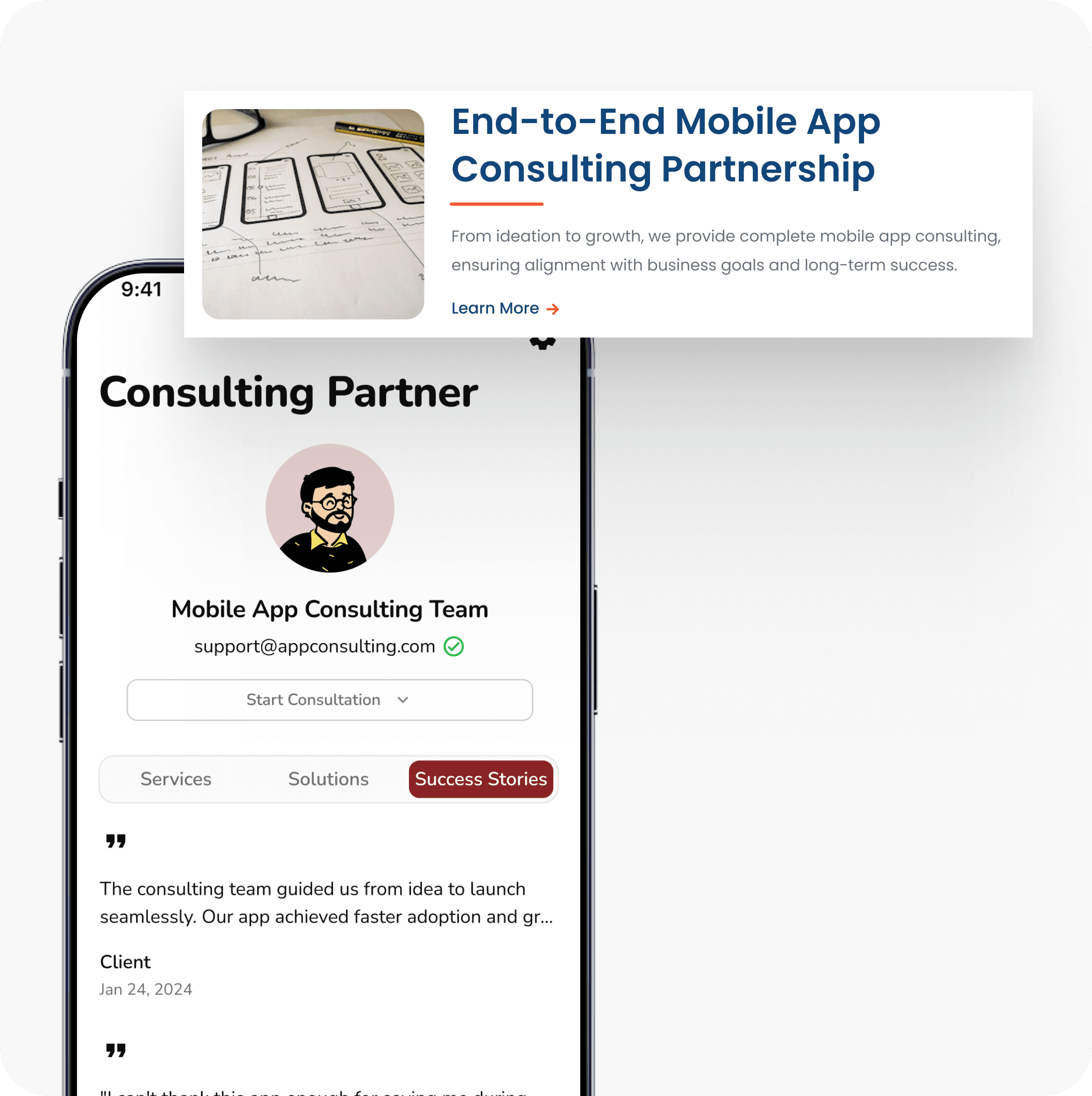 <span style="font-weight: normal;">End-to-End Mobile App Consulting Partnership</span>