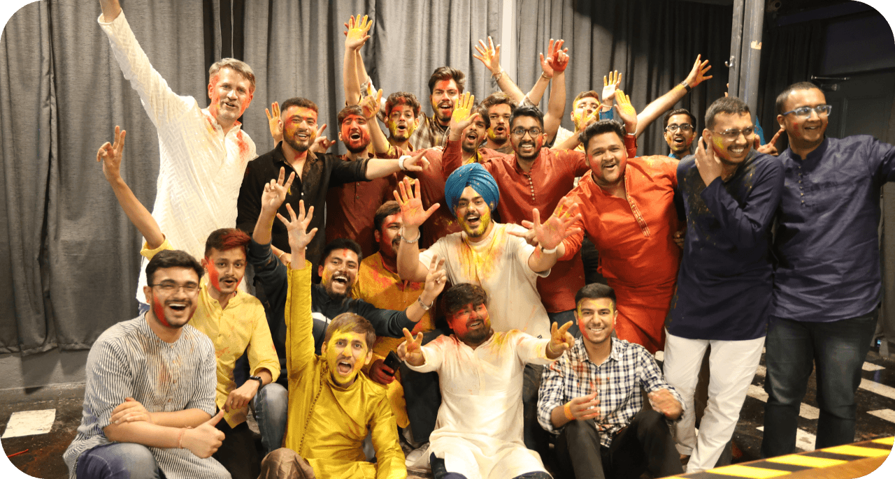 The team celebrating a launch