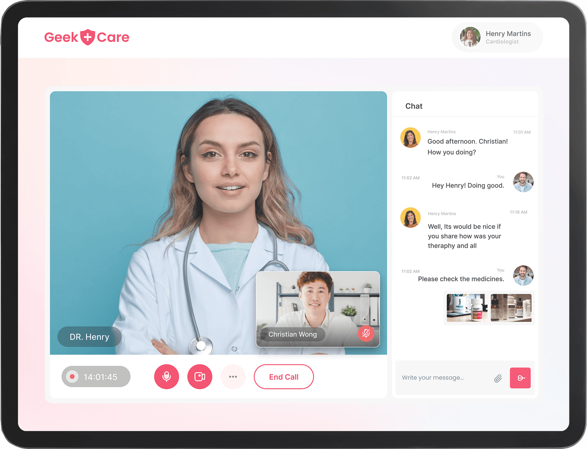ui of a telemedicine app