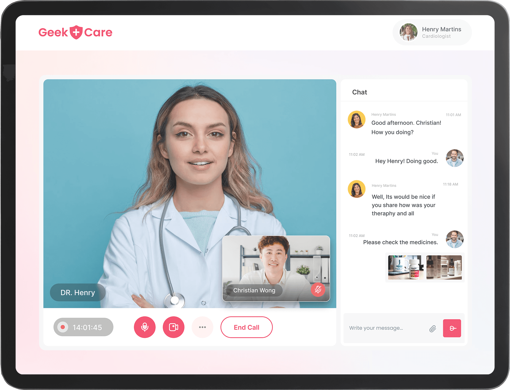 ui of a telemedicine app