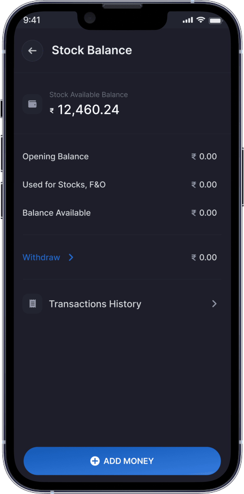 Design of stock market app