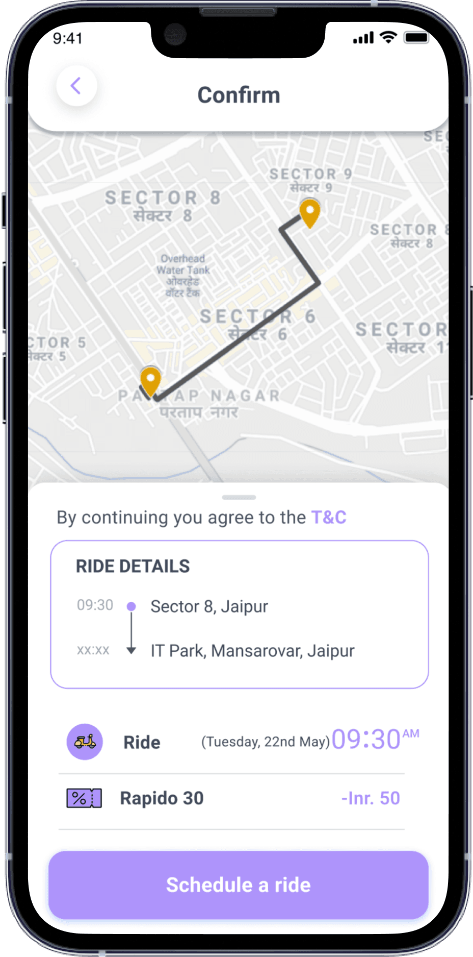 Confirm Booking screen design