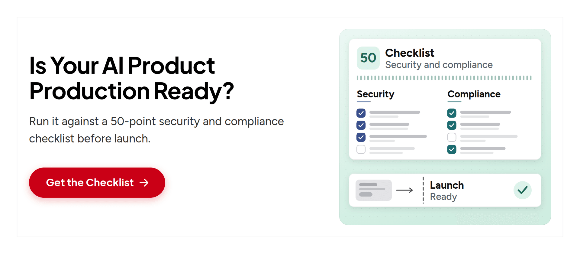 Check the AI production readiness checklist for security, compliance, and enterprise deployment