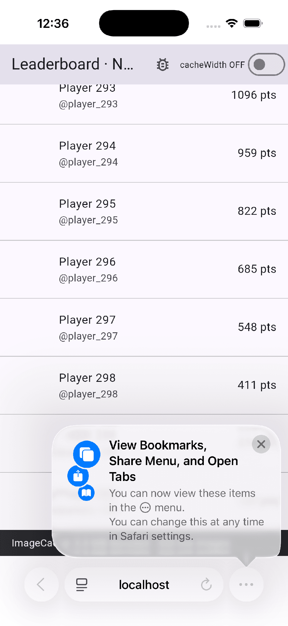 iOS Safari memory purge causing missing avatars in a leaderboard app due to WebKit memory limits