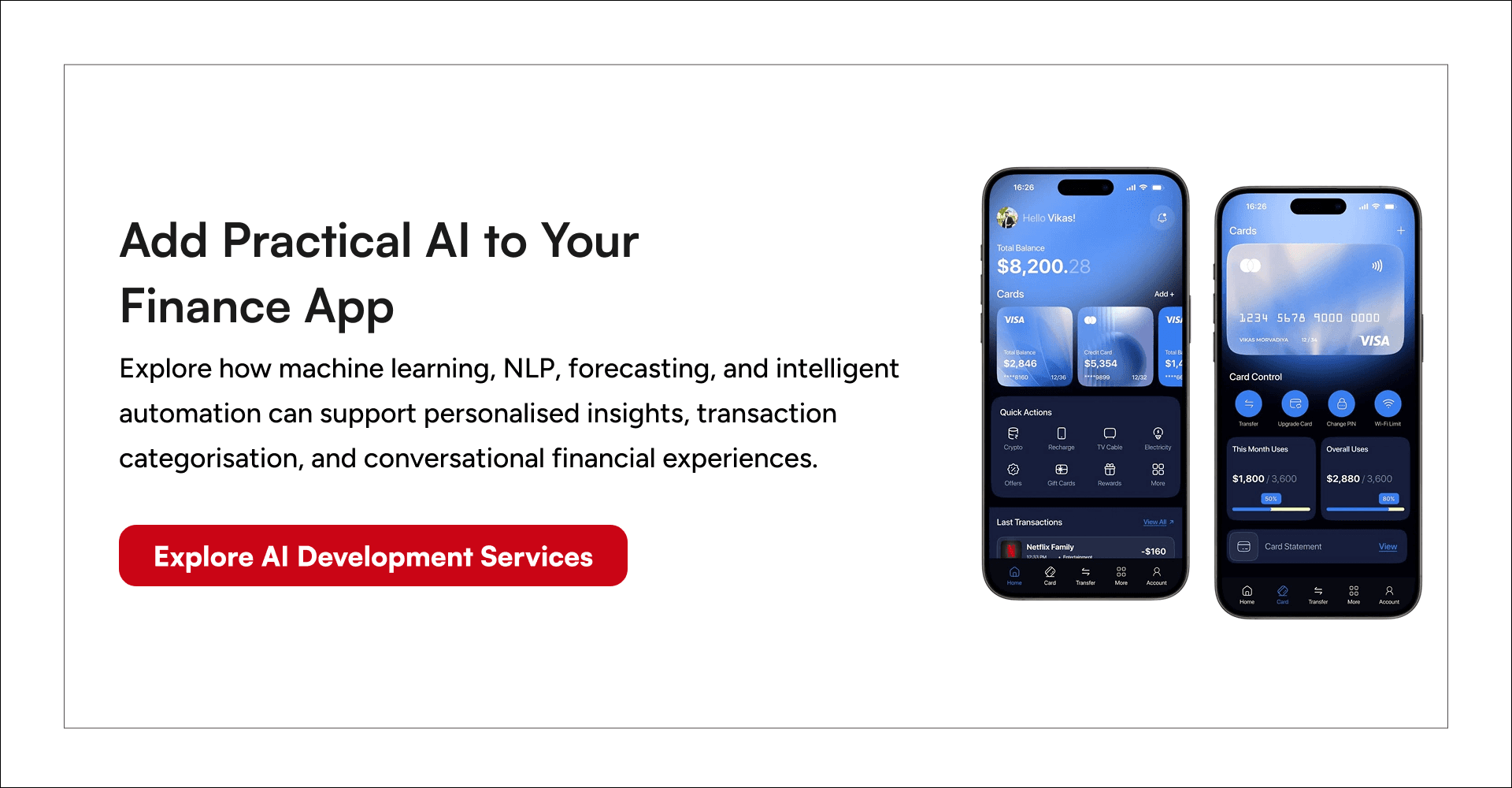 AI development services for personal finance apps using NLP, forecasting, and automation