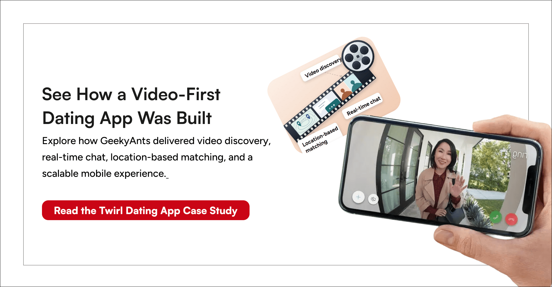 GeekyAnts video dating app case study featuring real-time chat and location-based discovery