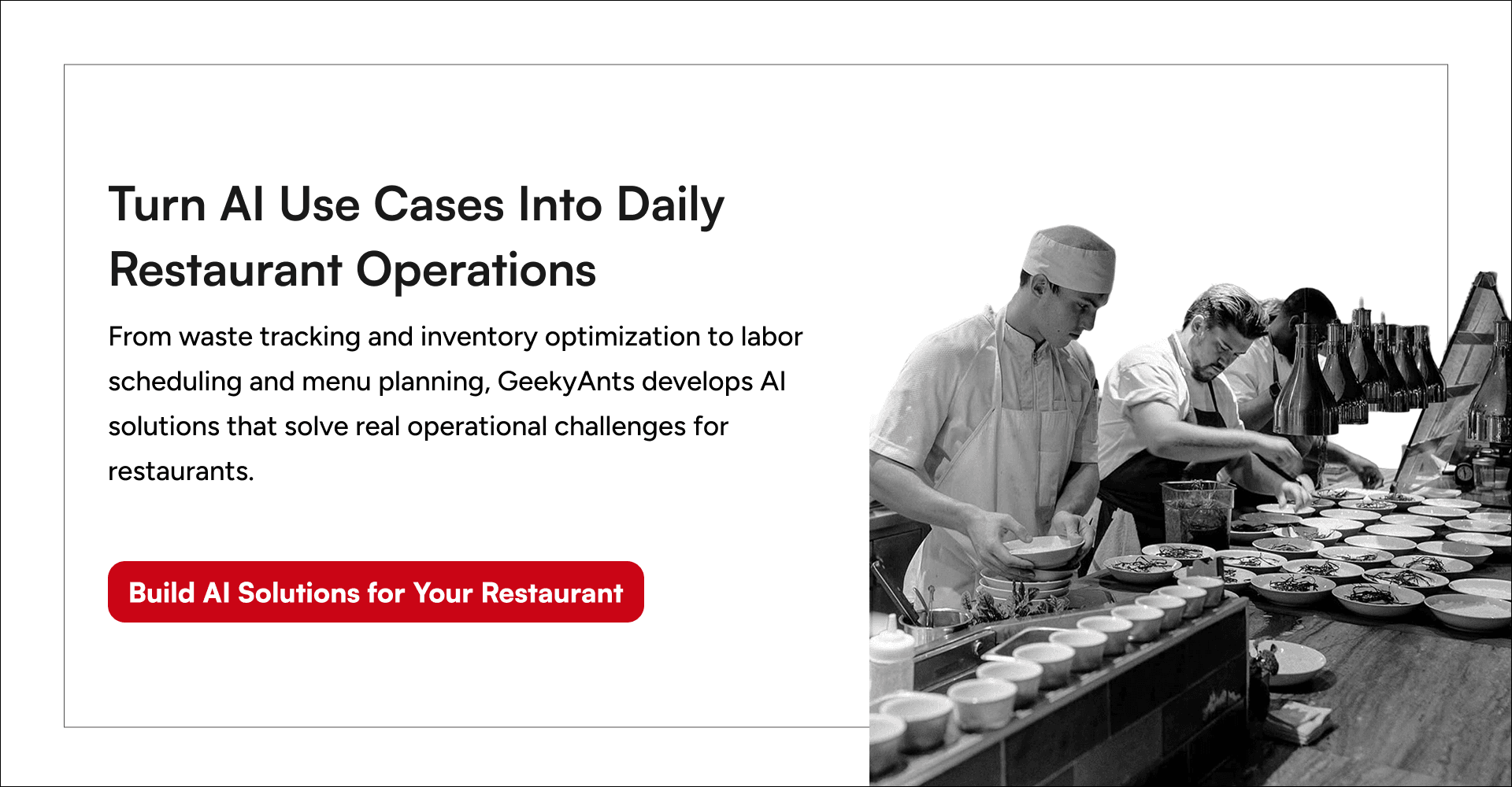 Build AI-powered restaurant solutions for inventory management, labor scheduling, waste reduction, and demand forecasting.