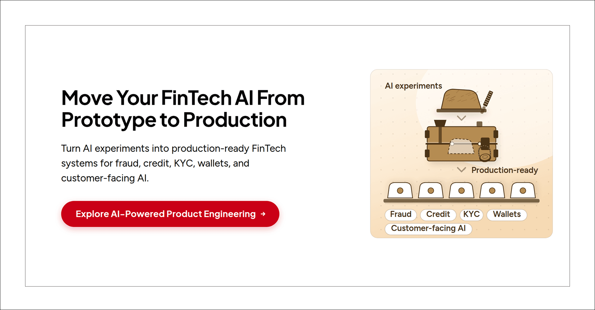 AI-powered product engineering for production-ready FinTech applications, including fraud detection, credit scoring, KYC, and AI-enabled wallets
