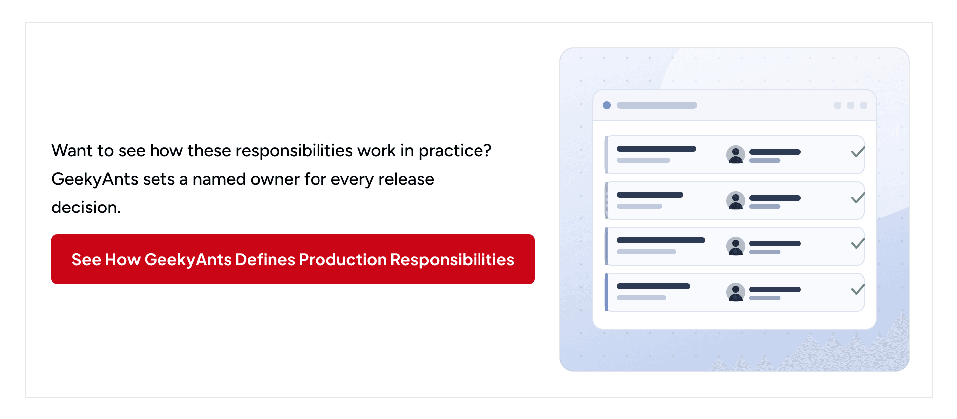 Explore how GeekyAnts defines production responsibilities and release ownership.