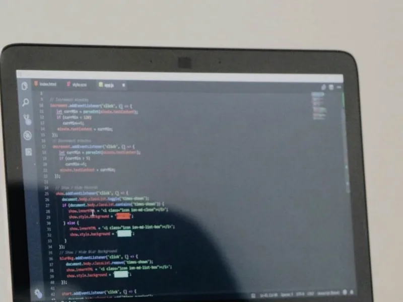 Code open in an editor on a laptop